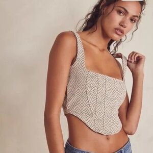Intimately Free People Stretch Corset Crop Top- Geometric Design